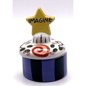 Imagine Hand painted Ceramic Trinket Box (csara) c + s  by Bird Brain 2003